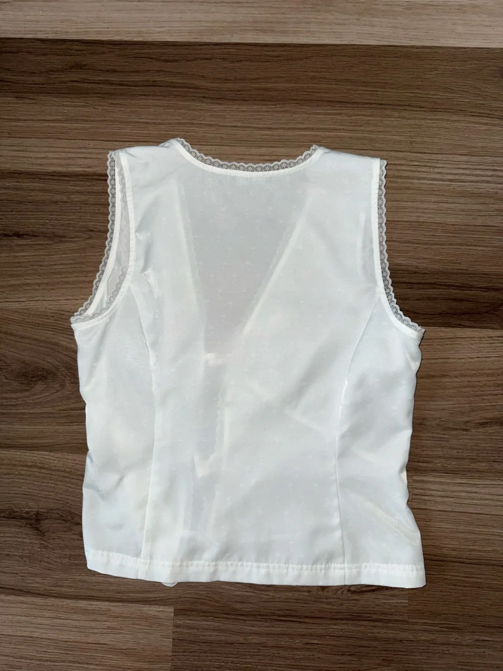 1. State White Tie-Front Lace-Trim Camisole